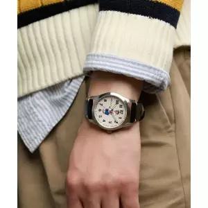 후아유 LLOYD [로이드X후아유] 콜라보 베어 남성 가죽 시계 (블랙-아이보리) LL1G26203I 134062