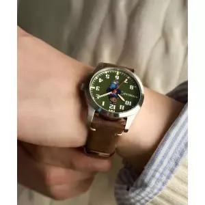 후아유 LLOYD [로이드X후아유] 콜라보 베어 남성 가죽 시계 (브라운-카키) LL1G26203I 134060