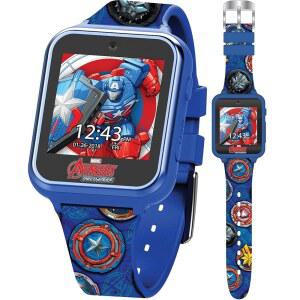 마블 어벤져스 키즈 스마트 워치 - 메치 스트라이크 히어로즈, 게임, 셀카 카메라, 스텝 트래커, 타이머, 알람 기능이 있는 터치스크린 - 손목에 5.5인치에서 8.0인치까지 맞습니다.