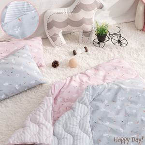 어린이집 낮잠이불 항균 세트 알러지케어 보드래빗 분리형 이불 그레이 핑크  아기 이불