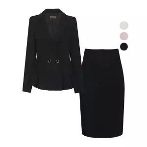 [하프클럽/비비드시크릿가너]SET 여성 봄가을 투버튼 정장 숏자켓 미디스커