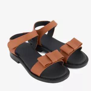 [보리보리/아이들]1707 키즈 & 맘 소가죽 스퀘어 리본 스트랩 샌들 - 블랙브라운