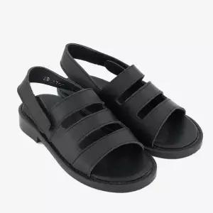 [보리보리/아이들]1705 키즈 & 맘 소가죽 트리플 스트랩 샌들 - 블랙