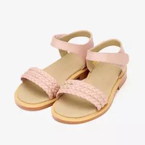 [보리보리/아이들]908 키즈 & 맘 소가죽 브레이드 스트랩 샌들 - 인디핑크