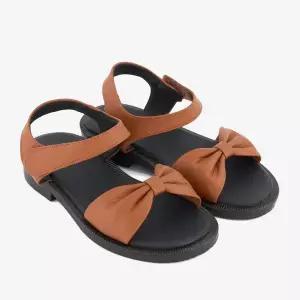 [보리보리/아이들]905 키즈 & 맘 소가죽 리본 스트랩 샌들 - 블랙브라운