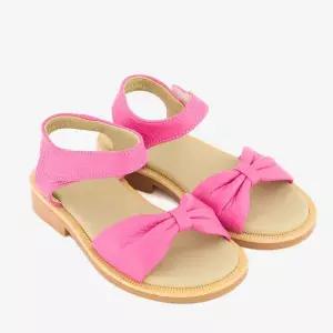[보리보리/아이들]905 키즈 & 맘 소가죽 리본 스트랩 샌들 - 핑크