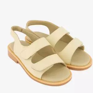 [보리보리/아이들]2222 키즈 & 맘 소가죽 더블 벨크로 스트랩 샌들 - 아이보리