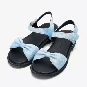 [보리보리/아이들]905 키즈 & 맘 소가죽 리본 스트랩 샌들 - 스카이