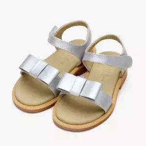 [보리보리/아이들]1707 키즈 & 맘 소가죽 스퀘어 리본 스트랩 샌들 - 실버