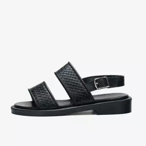 [보리보리/아이들]1926 키즈 & 맘 소가죽 버클 더블 스트랩 샌들 - 자카드블랙