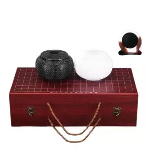 바둑판 세트 포함 휴대용 접이식 원목케이스 바둑알 오목 취미 장기