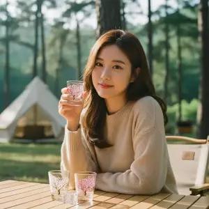 온도 감응형 벚꽃 술잔 반투명 유리 소주잔 캠핑 이색 선물 각인잔