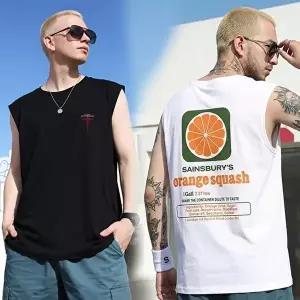 [옷자락]남자 라운드넥 폴리 오버핏 민소매 티셔츠