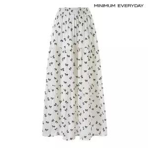 [롯데백화점]미니멈에브리데이/보니스팍스 [미니멈 에브리데이]러블리 리본 패턴 티어드 밴딩 롱 스커트 (E