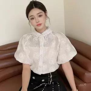 젤라 벌룬 레이스 쉬폰 블라우스 나시 세트_M4717