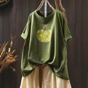 데일리 프린트티 호박 프린트 라운드 반팔 티 상의 여친 면 여름 캐주얼 SPO마켓2