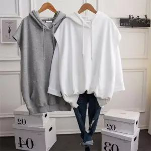 핏 화이트 캐주얼 여자조끼 여자후드조끼 여성 데일리 조끼 오버