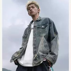 데님 청 빈티지 코트 카고 루즈핏 남성자켓 트렌디 아이템 워싱 재킷 봄가을 HT1