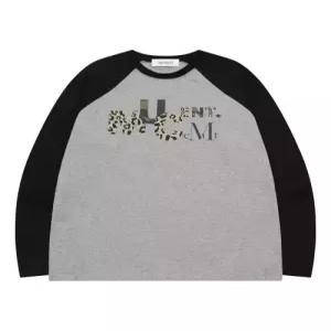 [매장정품] mucent 밀리오 호피 카모 레터링 나그랑 배색 긴팔 티