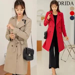 [드리다]드리다 여성 가을 슬림 더블 빅사이즈 바바리 트렌치 코트 40-50대 중년 엄마