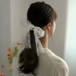 여자 레이스 포인트 진주 곱창 머리끈
