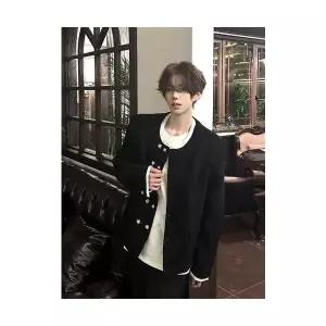 남자정장자켓 장자묵 더블 노카라 패드 정장 코트 패턴 재킷 ible1