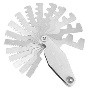 QWORK 29도 아크메 나사 피치 게이지 세트, 내부 및 외부 나사산용 각인 눈금이 있는 16피스 스틸 측정 도구