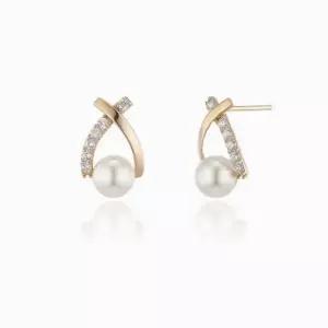 [로이드]주문제작 로우 스톤 크로스 진주 14k 귀걸이 LPFM4061G