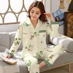 팬츠 봄가을 잠옷세트 면라이크 빅사이즈 커플 세트 긴팔 MN 잠옷 실내복 인기3