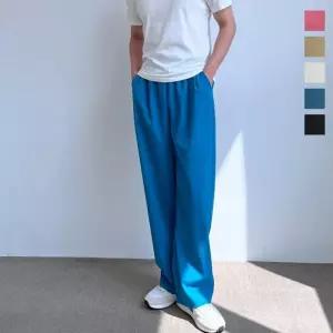 청바지 린넨 바지 와이드 빈티지 소재 남자 시원한 허리 스타일 워싱 슬랙스 팬츠 밴딩