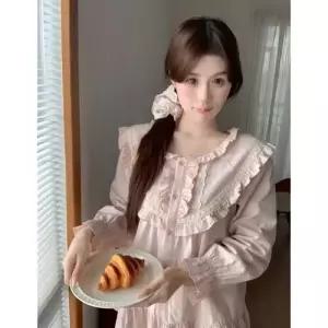 커플 솔리드 코튼 긴팔 공주 잠옷세트 세트 수 춘추 원픽3