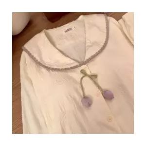 면 봄 가을 커플 잠옷세트 패드 브라 카디건 긴팔 커버 얇은 잠옷 긴바지 원픽3