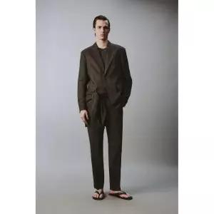 자라 ZARA 100% 린넨 수트 팬츠 바지 - 다크 브라운 3581336