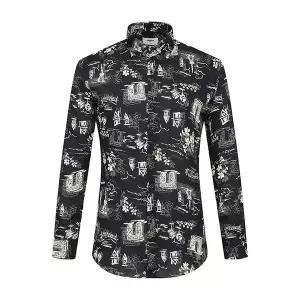 매장정품 renoma 일반핏 시원하고 멋스러운 린넨 라이크 프린트 긴소매 셔츠남방 (RNSSG1058-NY) 1493653