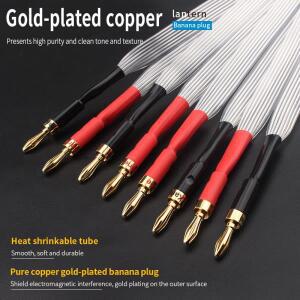 Hifi 오디오 플랫 스피커 케이블 로듐 도금 순동 바나나 또는 스페이드 Y 플러그 OCC 실버 코어