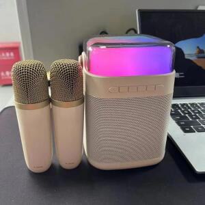 휴대용 가라오케 기계 무선 듀얼 마이크 블루투스 PA 스피커 DSP 시스템 HIFI 스테레오 사운드 RGB  LED 조