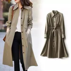 여성 간절기용 숙형 롱 코트 URK190 블렌디드 코트 여