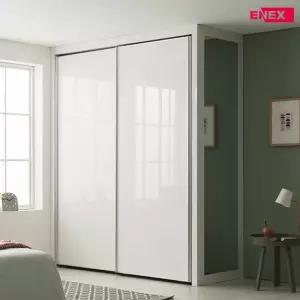 로얄 작은방 슬라이딩 붙박이장화이트 하이그로시-1670 1800mm