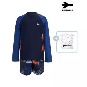 [레노마수영복](하남점)폴리백 증정  남아동 월드와이드 프린트 래쉬가드 상.하의 세트-BS2C962