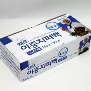 쉐프 이중 지퍼백 대형 80매25X30 cm