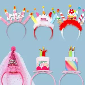 꼬깔 모자 해피벌스데이 요정 레이스 파티햇 공주 생일 축하 케이크 고깔 파티 엽서