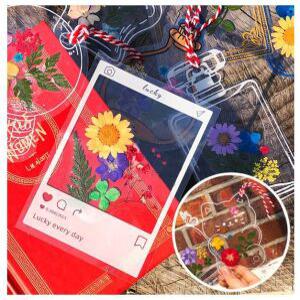 누름꽃 압화 투명 책갈피 만들기 - E세트 (12개)