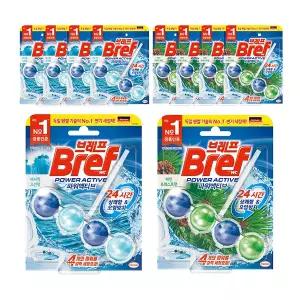 브레프 파워액티브 걸이형 변기세정제, 파인, 5개 + 오션, 5개