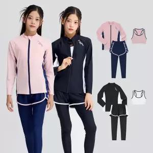 [에스티홀리데이] 주니어 아동 여아 래쉬가드 3P 상하세트 ST408 수영복