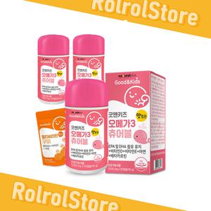 굿앤키즈 어린이 알티지 오메가3 츄어블 오렌지맛 90캡슐 3통(3개월분)+굿앤키즈 멀티비타민 구미 1봉