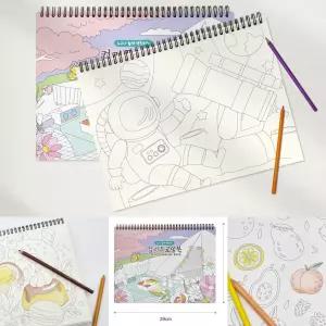 아토스 컬러 드로잉북 누구나 쉽게 따라 색칠하는 컬러링 수채화 도안 노트 성인 어르신