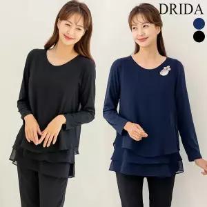 [하프클럽/]엄마옷  여자 이중 쉬폰 빅사이즈 스판 정장 블라우스 봄 가을 40