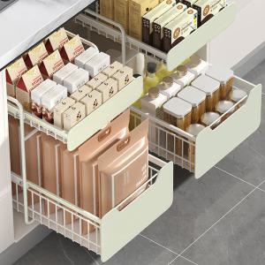 2단 싱크대 주방선반 슬라이딩 양념통 선반 레일 양념장 하부장 정리 조미료 수납 대형