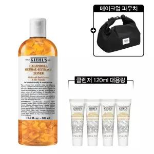 [롯데백화점]키엘 [4] 칼렌듈라 꽃잎 토너 500ml 세트 (+클렌저 120ml, 메이크업 파우치)