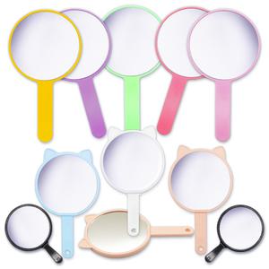 원형 손거울 손잡이 손거울 고양이 칼라손거울 PVC 휴대용 가정용